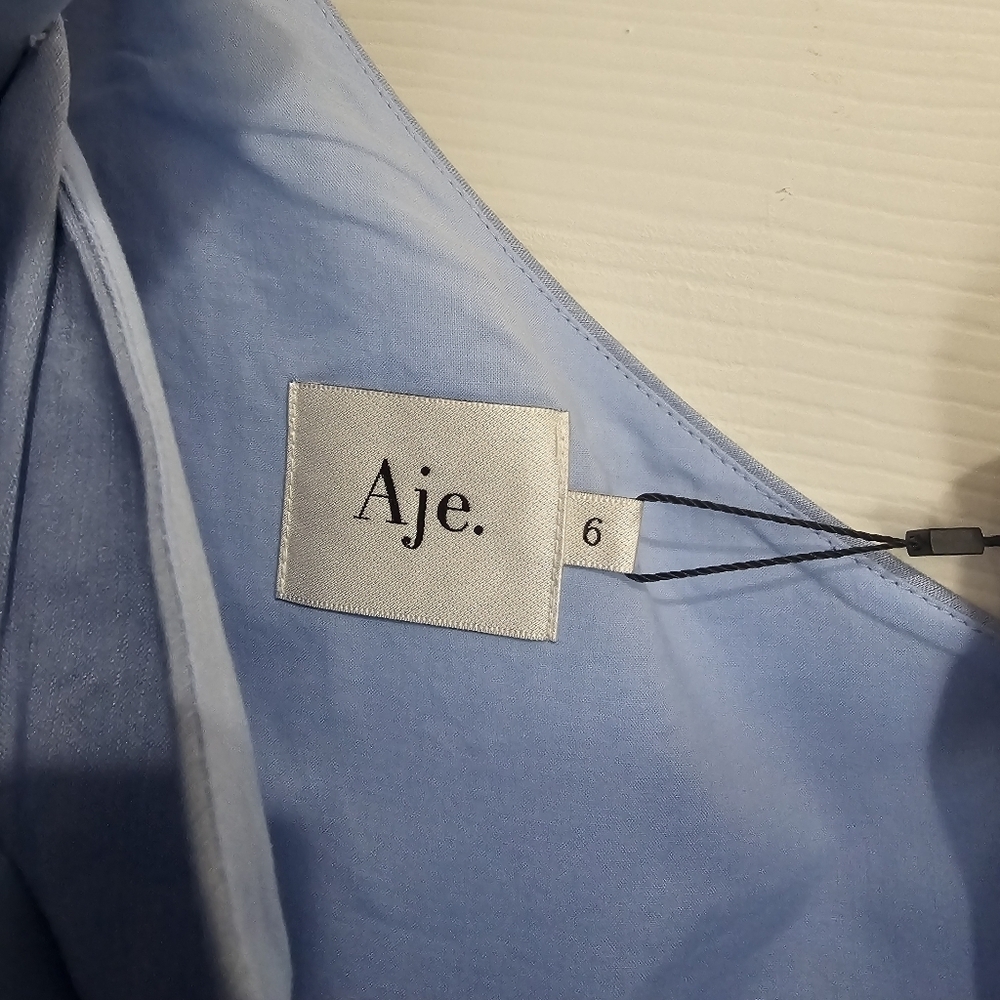 Aje  Adelia One-Shoulder Ruffled Dupioni-Trimmed Linen-Blend Midi Dress - Picture 6 of 9